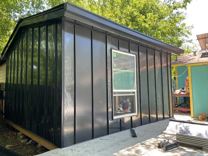 Black standing seam metal wall panels for Metal Roof Installation in Bridgeview