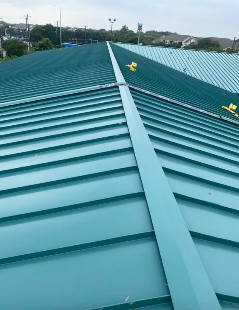 Green commercial metal roof ridge and valley for Metal Roof Repair in Bridgeview
